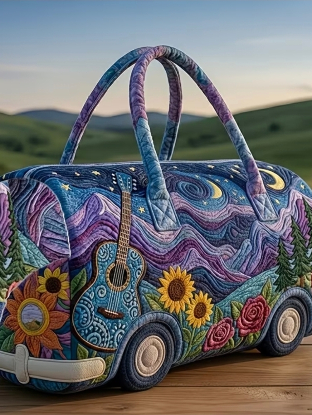 Quilted Duffel/Travel/Weekend Bag Guitar & Nature Themed New